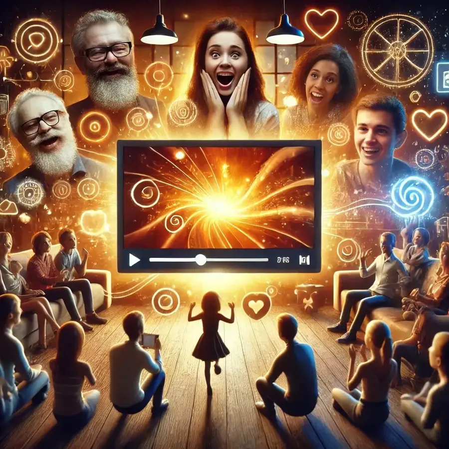 Un gruppo di persone che reagisce con emozione a un video